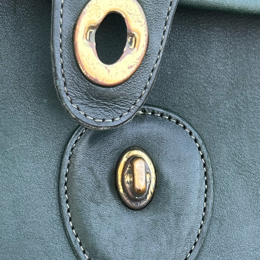 Vintage Coach Willis Satchel Bag In Bottle Green Full Grain Leather 9927 - Picture 9 of 11